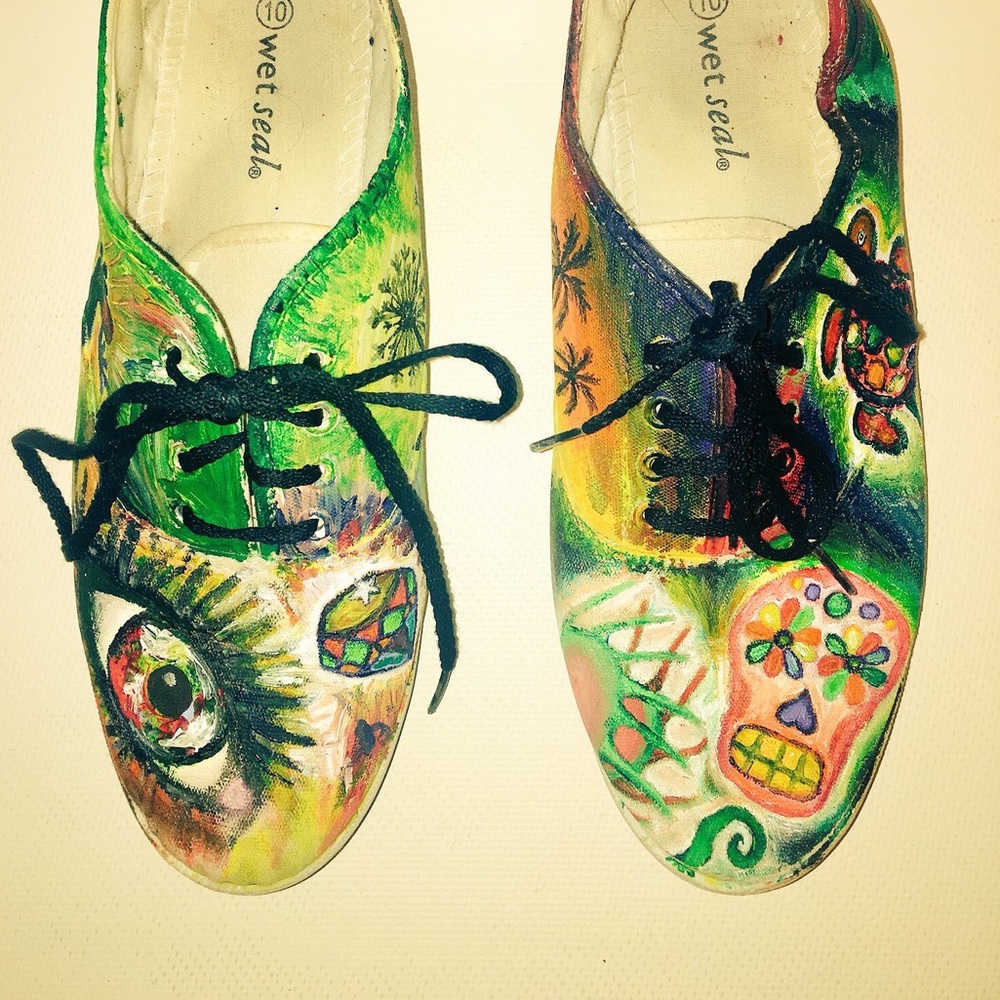 One of a Kind Hand-Painted Art Canvas Shoe 🎨